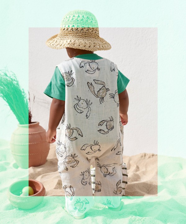 Linen jumpsuit with print