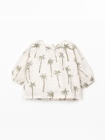 Fabric blouse with palm tree print
