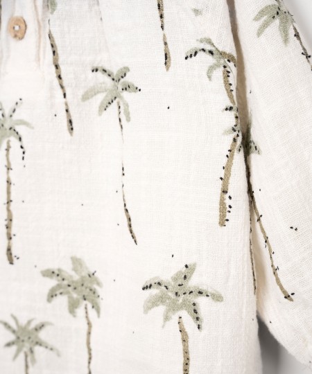 Fabric blouse with palm tree print