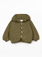 Knit jacket with hood Knit jacket with hood