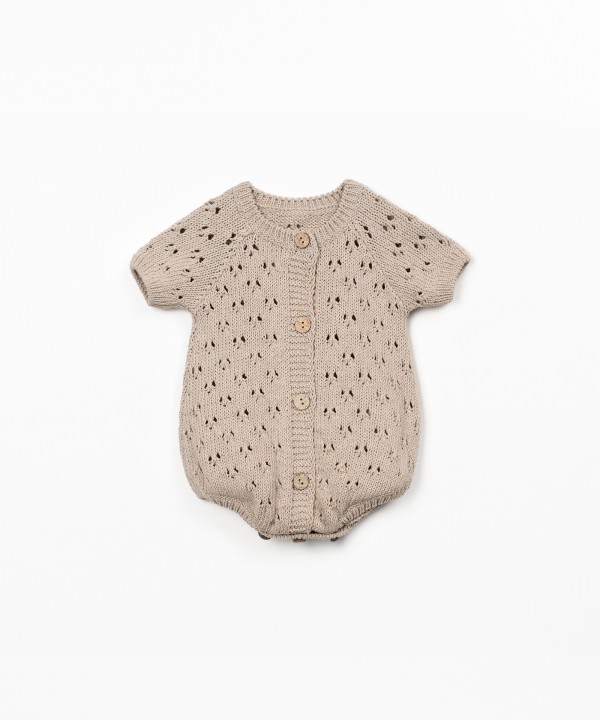 Combinaison en tricot en m�lange de coton et coton recycl�