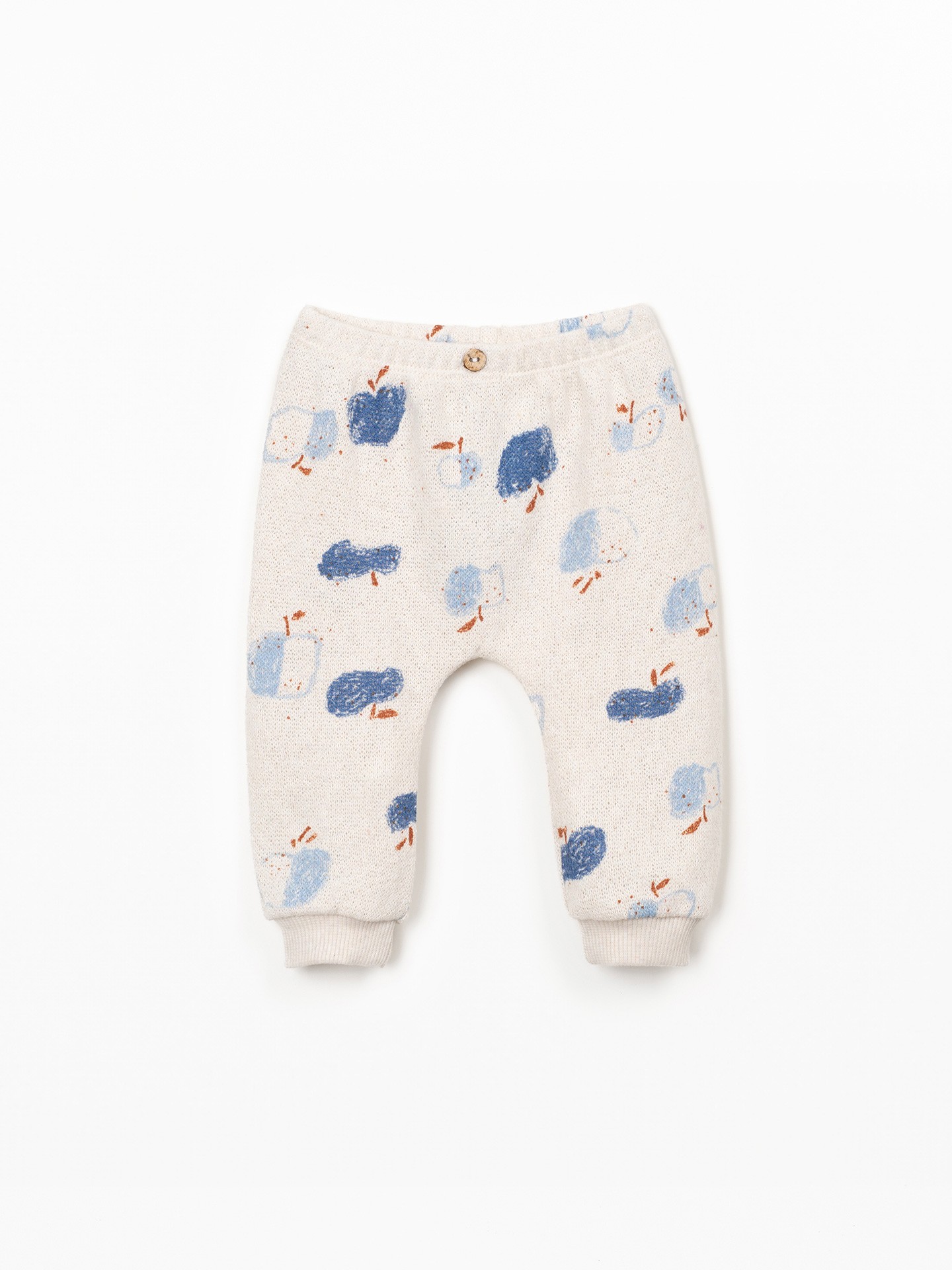 Pantalon en maille avec imprimé de pommes