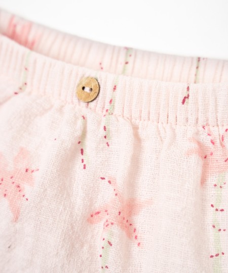 Pantalones cortos de algodón orgánico con estampado de palmeras