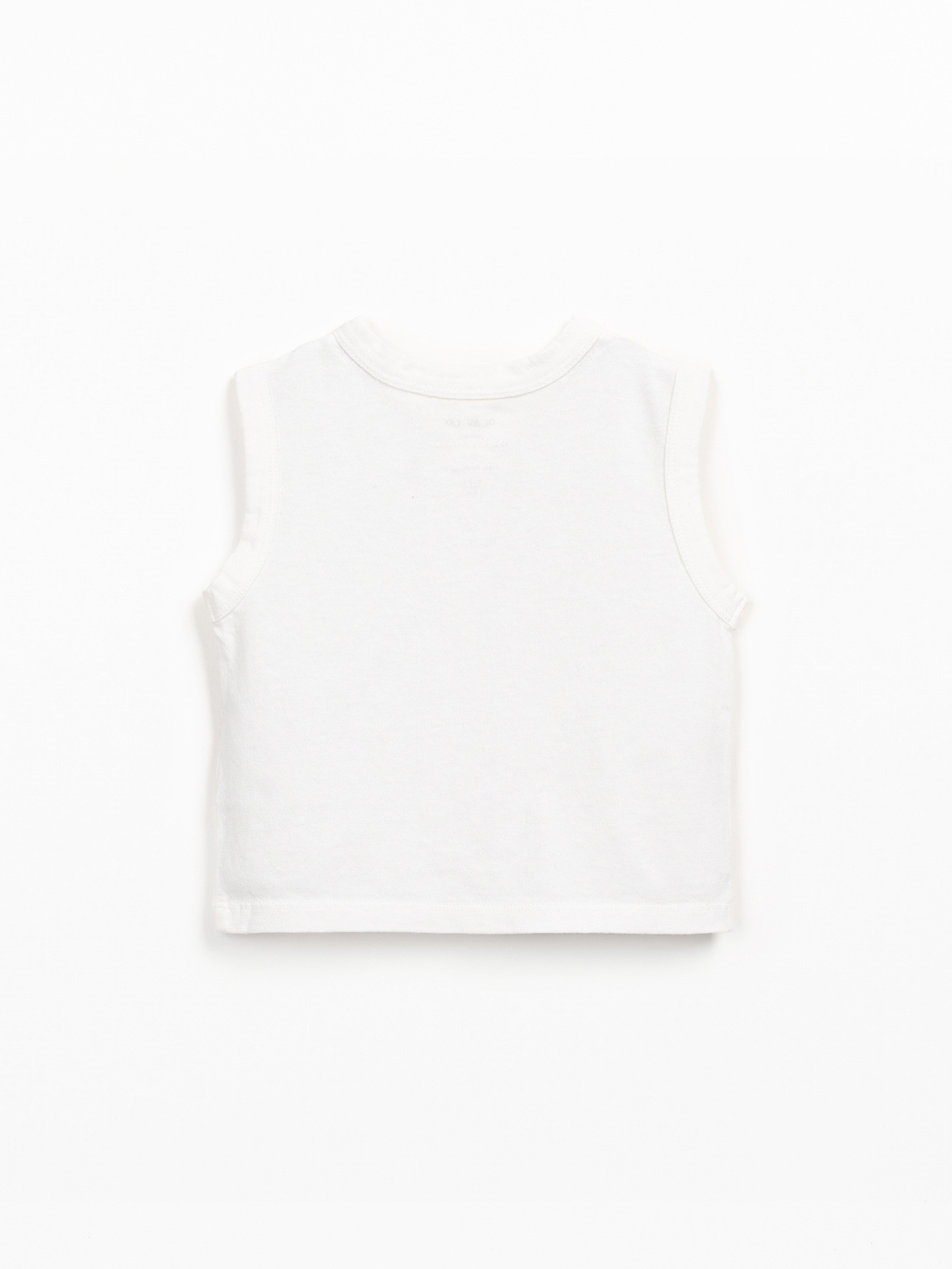 T-shirt smanicata in misto fibre naturali e riciclate