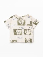 T-shirt in misto fibre naturali con stampa T-shirt in misto fibre naturali con stampa