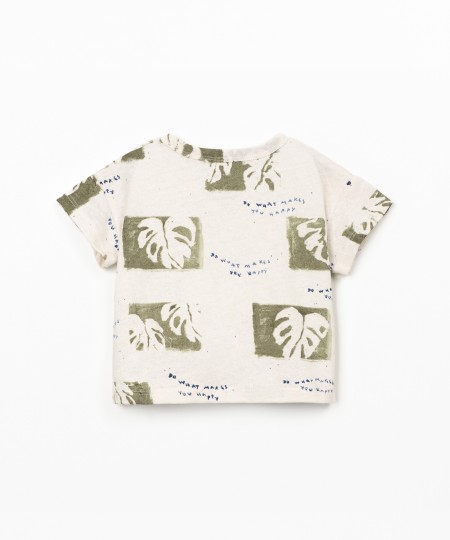 Camiseta en mezcla de fibras naturales con estampado