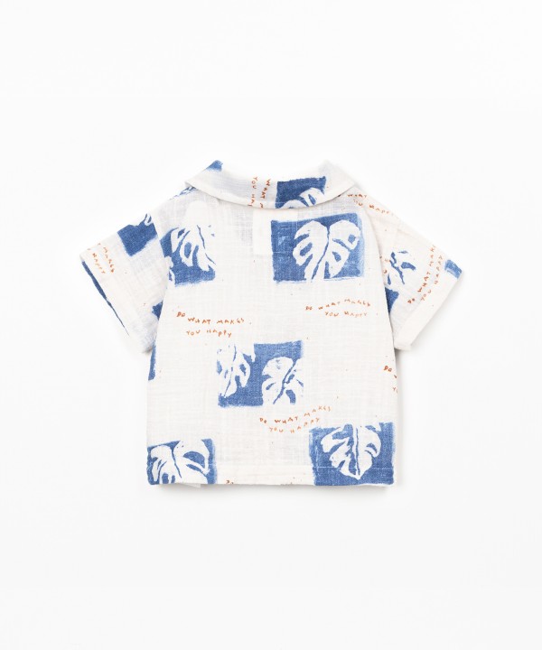 Camicia in cotone biologico con stampa monstera