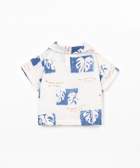 Camicia in cotone biologico con stampa monstera
