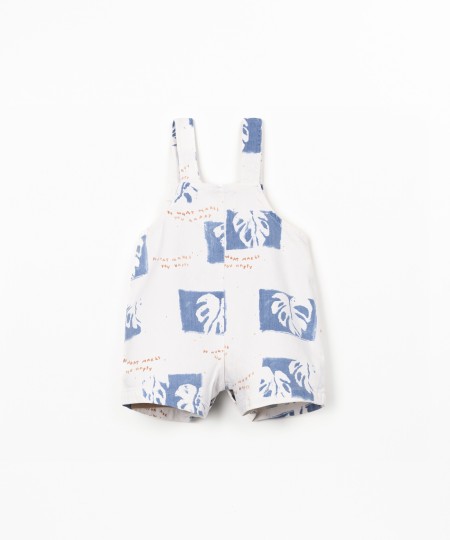 Tuta in twill con stampa di monstera