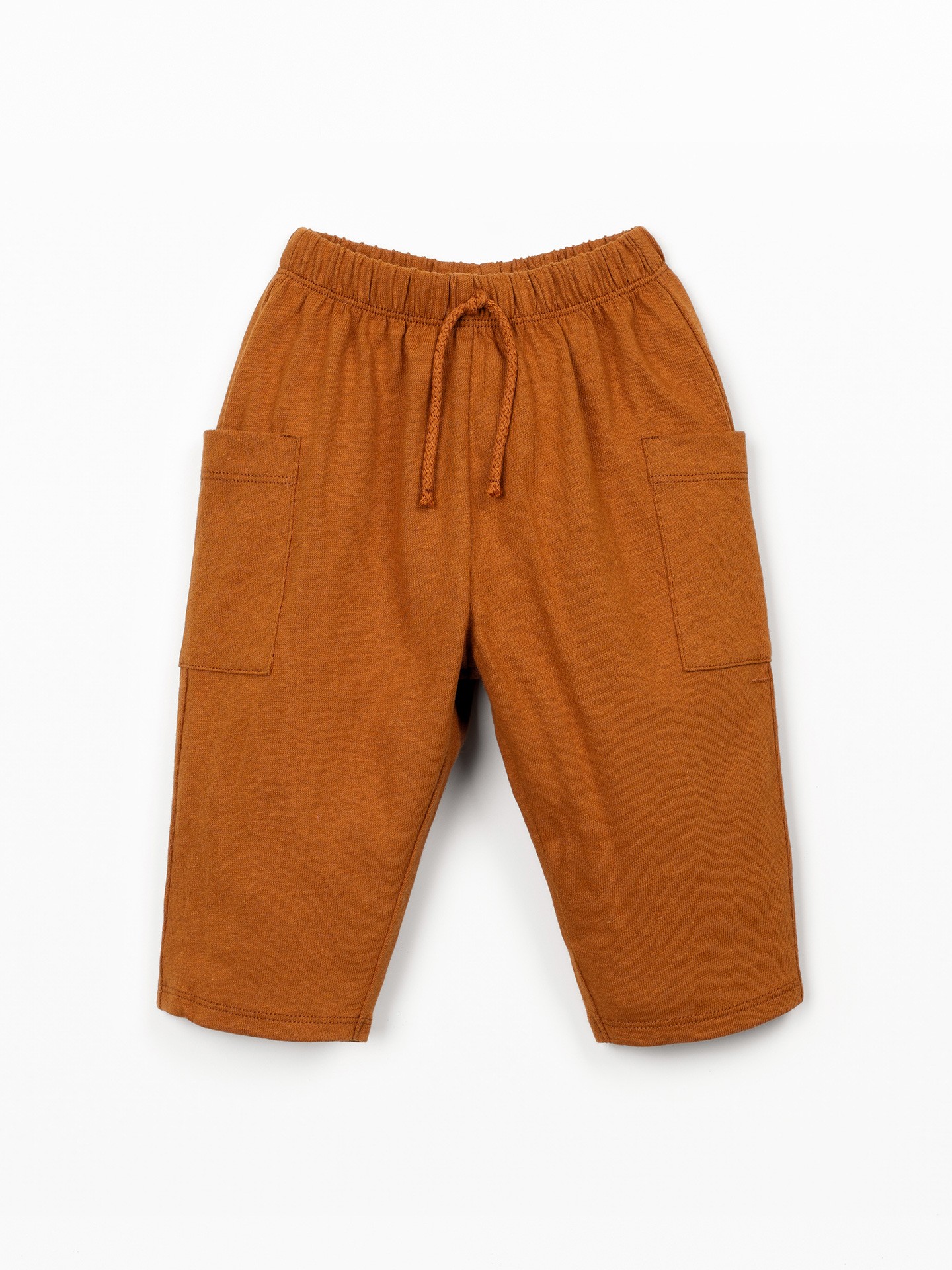Pantaloni in maglia di cotone biologico e lino