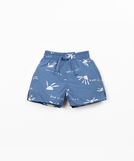 Short de bain imprimé soleil