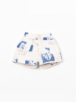 Short en tissu avec imprim� de monsteras