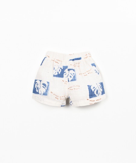 Fabric shorts with monstera print
