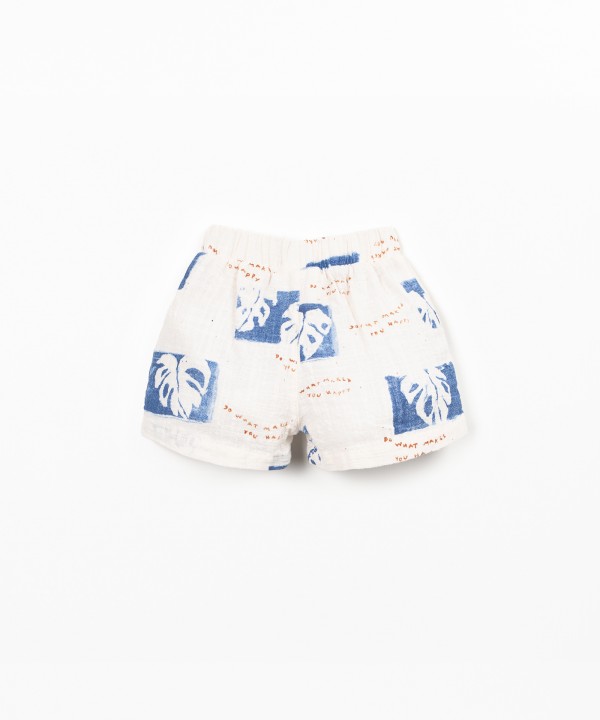 Short en tissu avec imprim� de monsteras