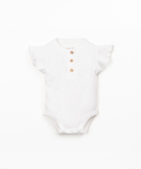 Body en coton biologique avec empi�cement � volants sur la manche