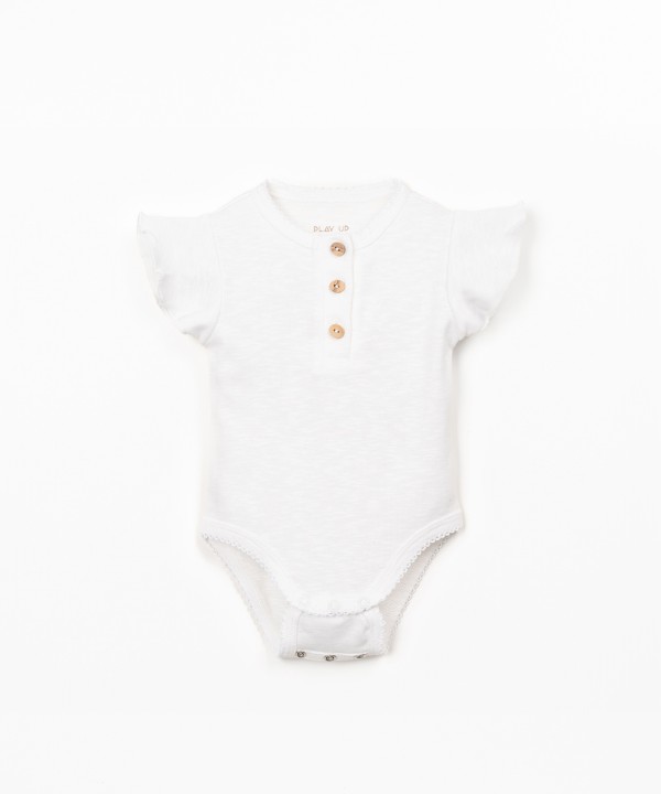 Body en coton biologique avec empi�cement � volants sur la manche