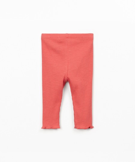 Leggings a costine in cotone biologico