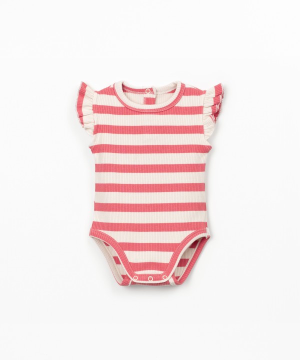 Body en maille c�tel�e avec motif � rayures