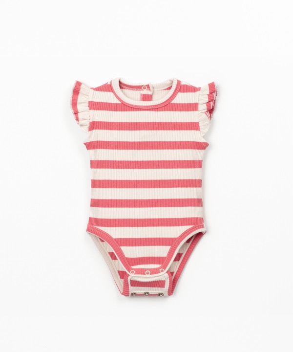 Body en maille c�tel�e avec motif � rayures