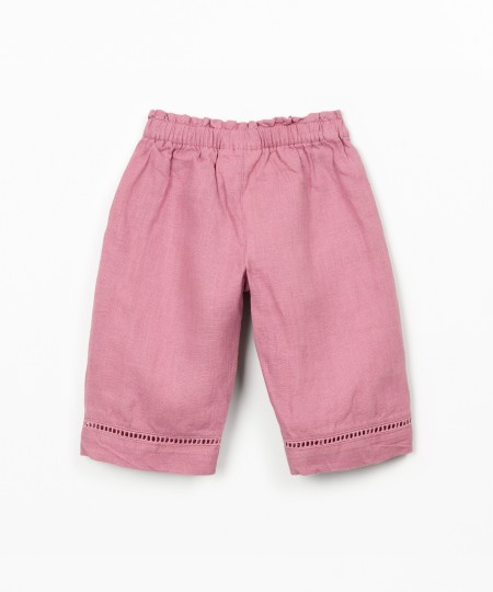 Pantalón de lino con cinturón elástico