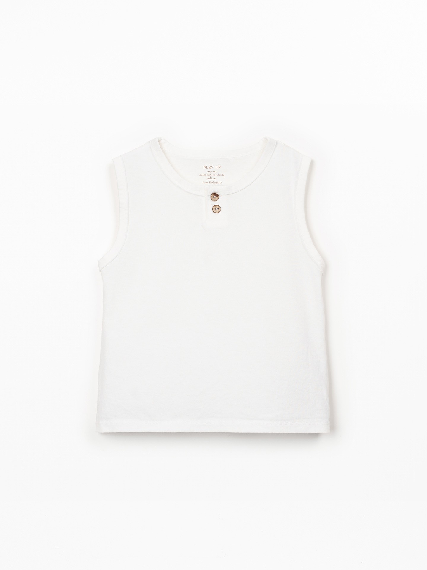 T-shirt sem mangas com mistura de fibras naturais e fibras recicladas