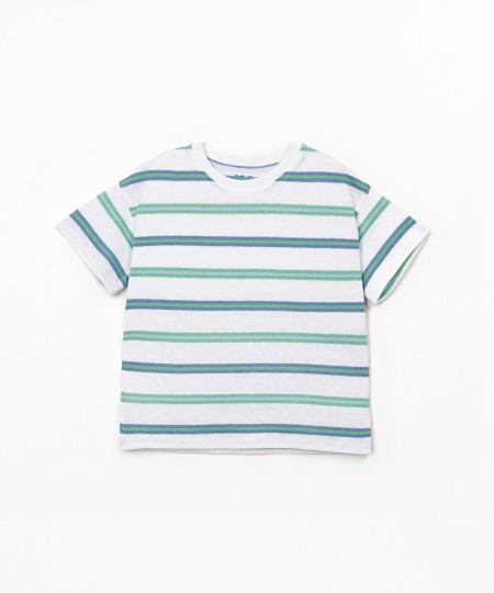 T-shirt in blend of natural fibers with striped pattern