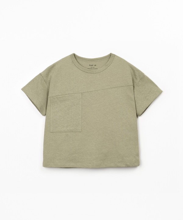 T-shirt in maglina di cotone biologico e lino