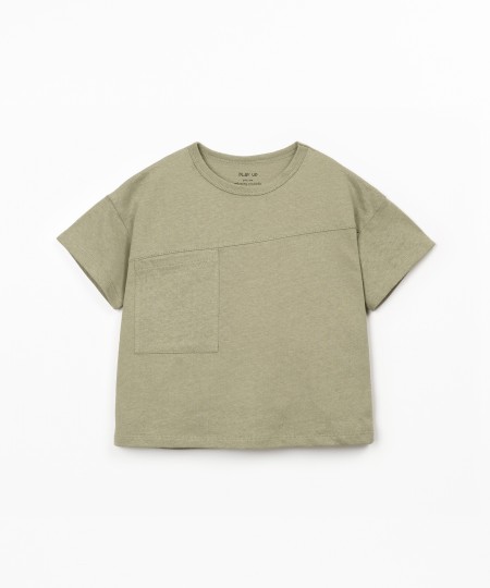 T-shirt in maglina di cotone biologico e lino