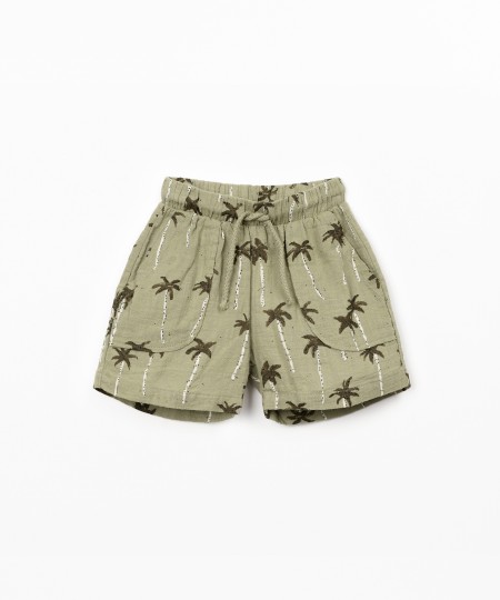 Pantaloncini in cotone biologico con stampa di palme