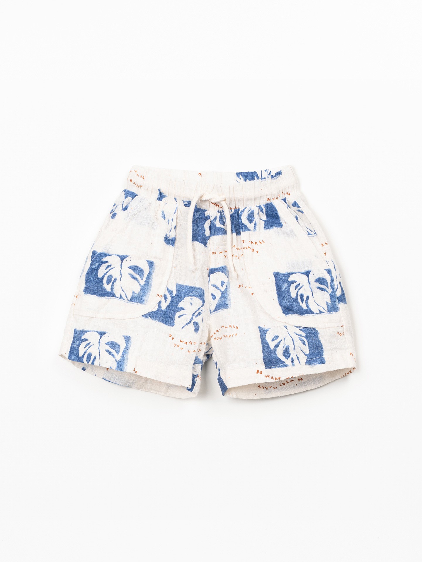 Pantaloncini in cotone biologico con stampa monstera