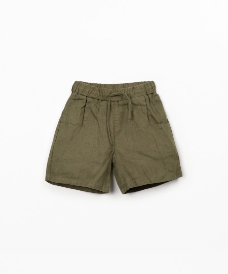 Pantaloncini in lino con cintura regolabile