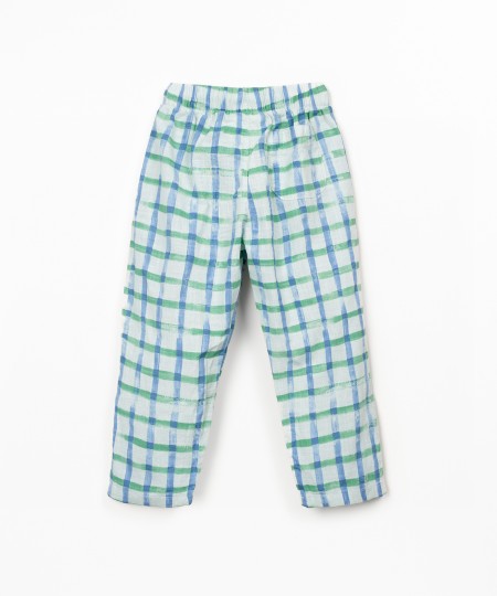 Pantalon en tissu avec motif à carreaux