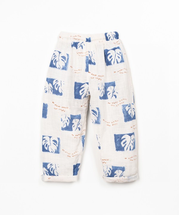 Pantaloni in tessuto di cotone biologico con stampa