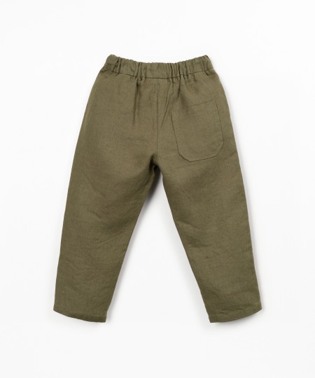 Pantalon en lin avec taille élastique