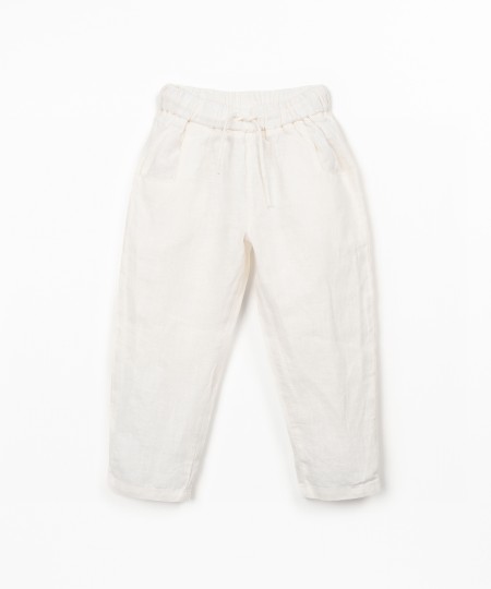 Pantalon en lin avec taille �lastique