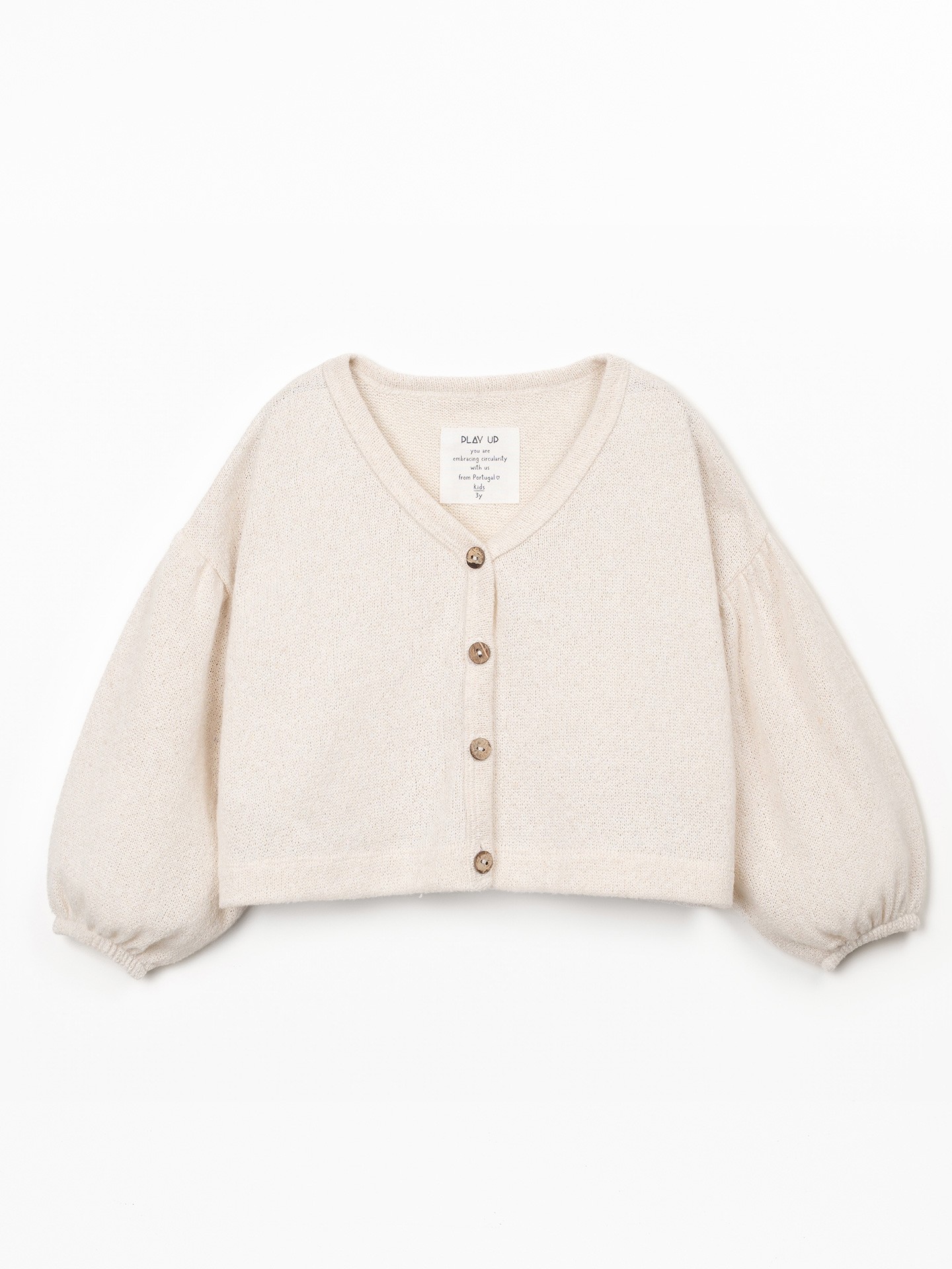 Knit cardigan with recycled fibres