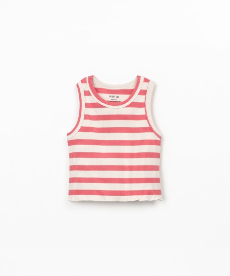 Top sans manches à motif rayé