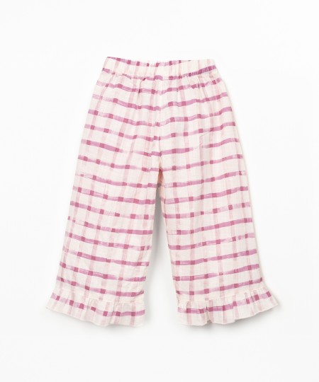 Calça de tecido com estampado xadrez