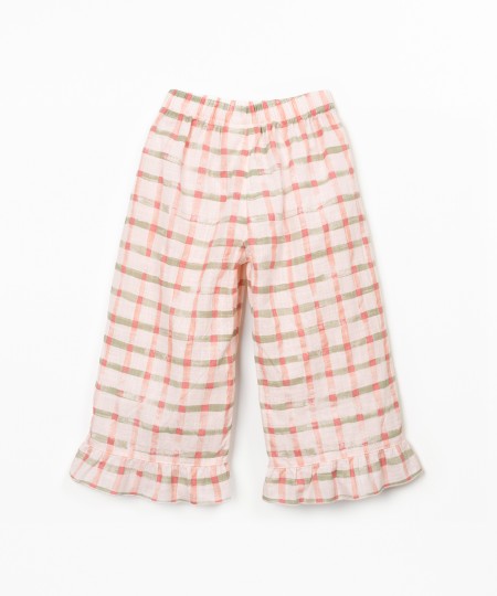 Fabric trousers with checkered print