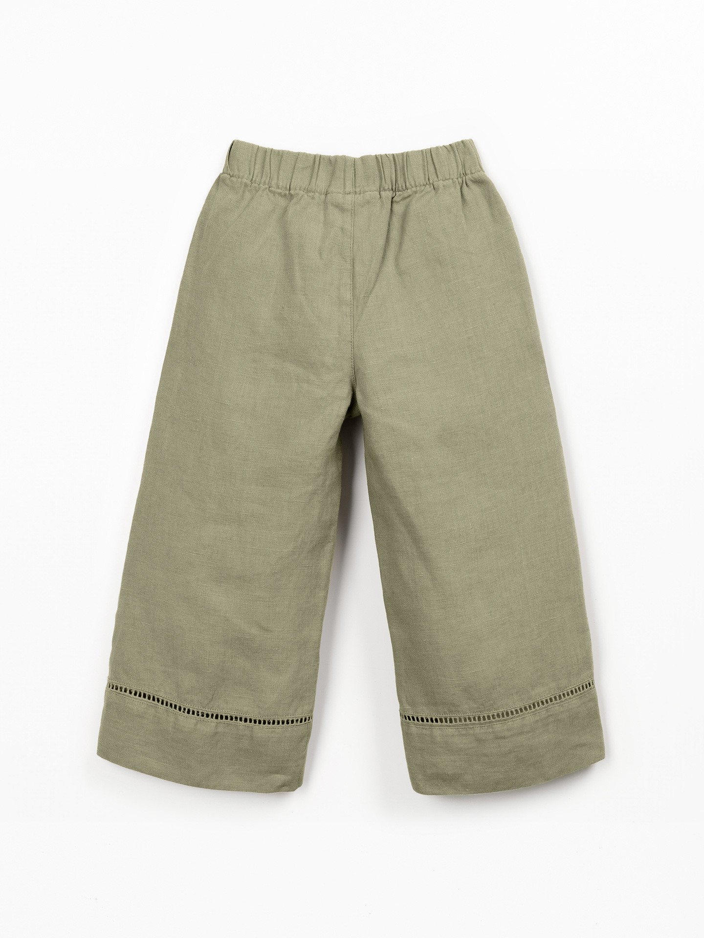 Linen trousers with elastic belt
