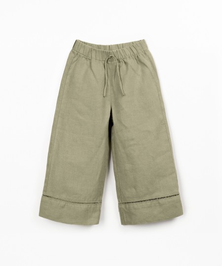 Linen trousers with elastic belt