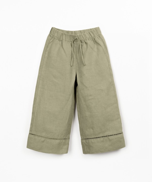 Linen trousers with elastic belt
