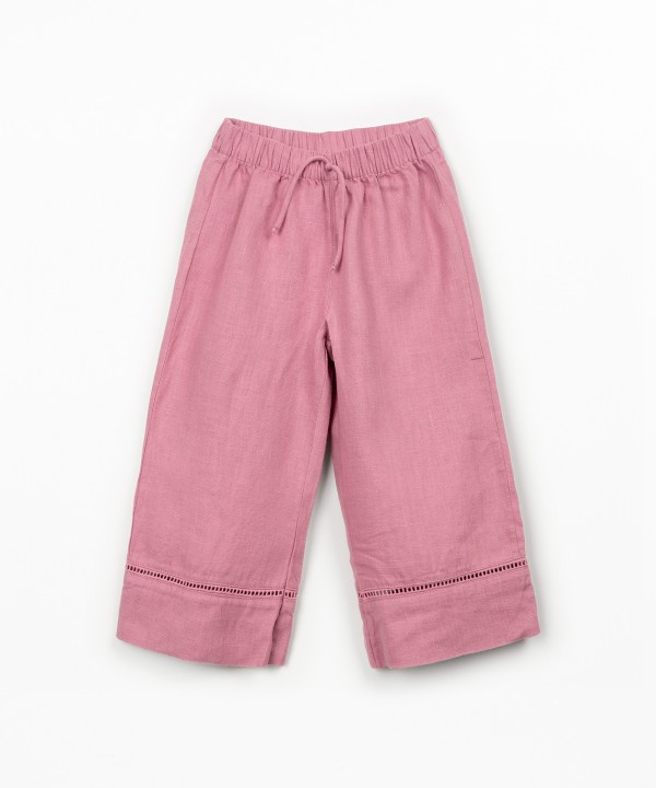 Linen trousers with elastic waistband