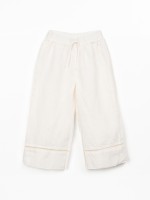 Linen trousers with elastic belt