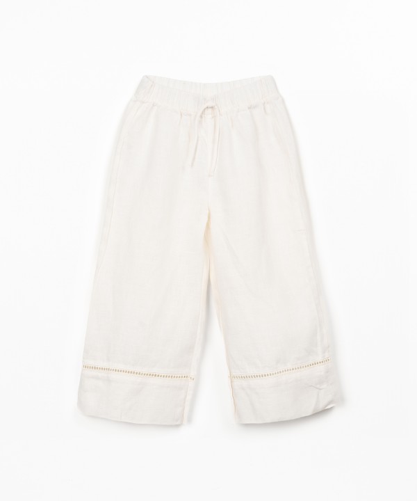 Linen trousers with elastic belt