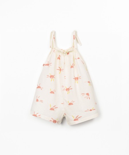 Cotton blend jersey jumpsuit with print