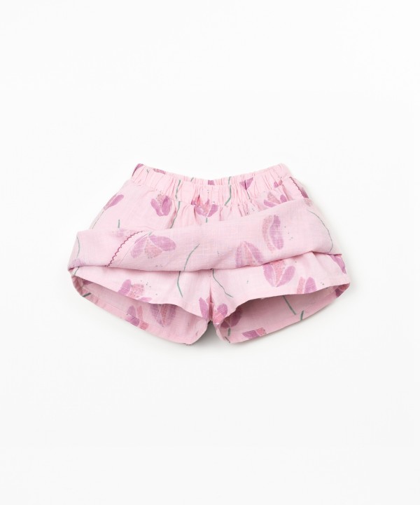 Falda pantalón de algodón orgánico con estampado de tulipanes