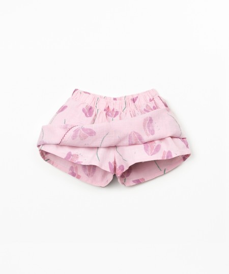 Gonna pantaloncino in cotone biologico con stampa di tulipani