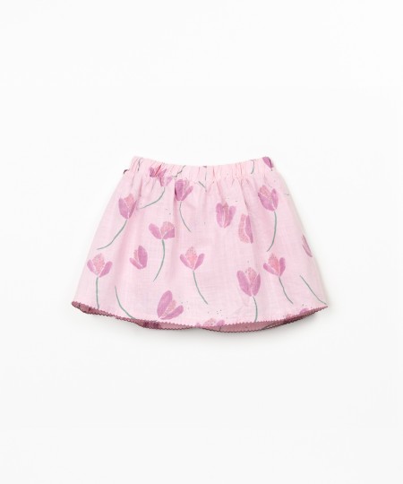 Gonna pantaloncino in cotone biologico con stampa di tulipani