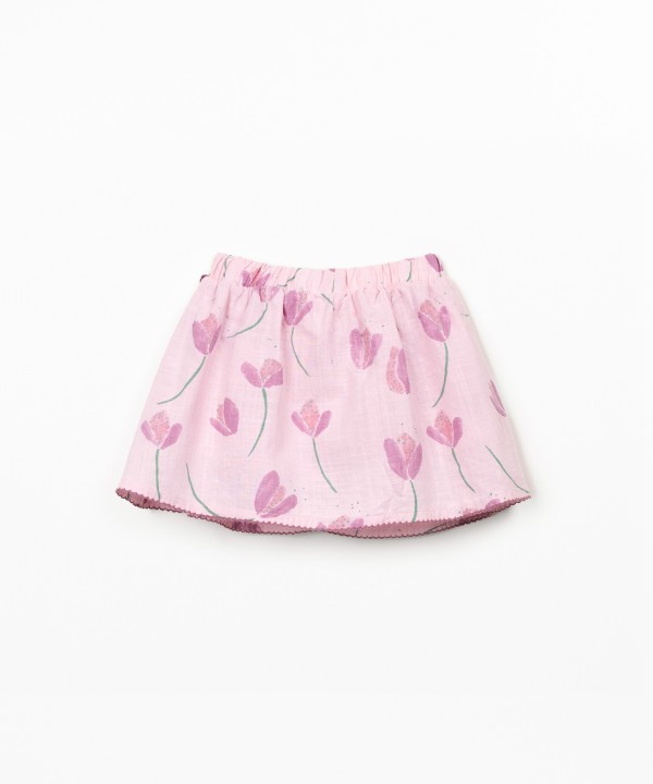 Gonna pantaloncino in cotone biologico con stampa di tulipani